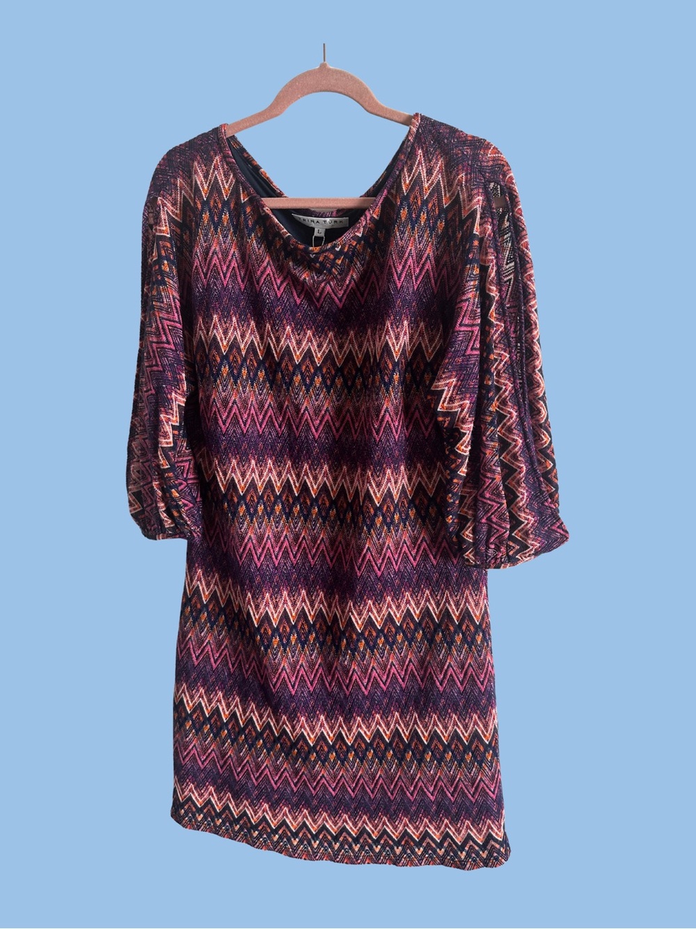TRINA TURK NWT Knit Zigzag Weave Long Sleeve Dress $398 Retail SIZE LARGE (L)
